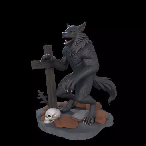 2219  COLORFUL Werewolf Howling  3D Model  magic 3D print model_22