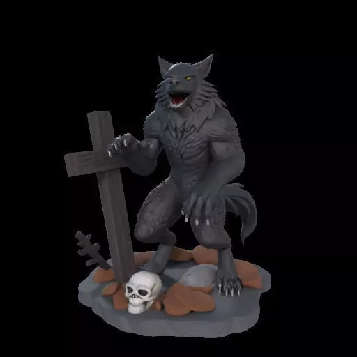 2219  COLORFUL Werewolf Howling  3D Model  magic 3D print model_1
