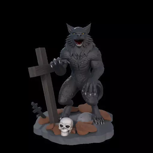 2219  COLORFUL Werewolf Howling  3D Model  magic 3D print model_12