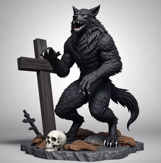 2219  COLORFUL Werewolf Howling  3D Model  magic 3D print model_35