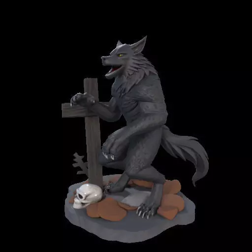 2219  COLORFUL Werewolf Howling  3D Model  magic 3D print model_21
