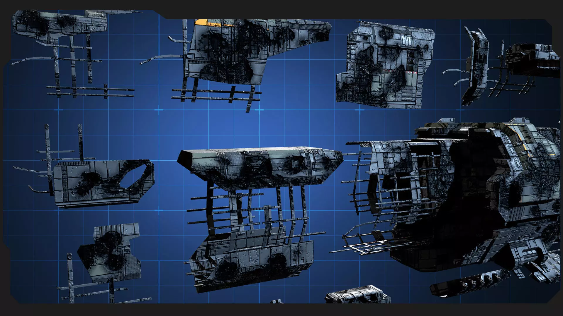 GSX - Spaceship Wreck Parts Low-poly 3D model_7