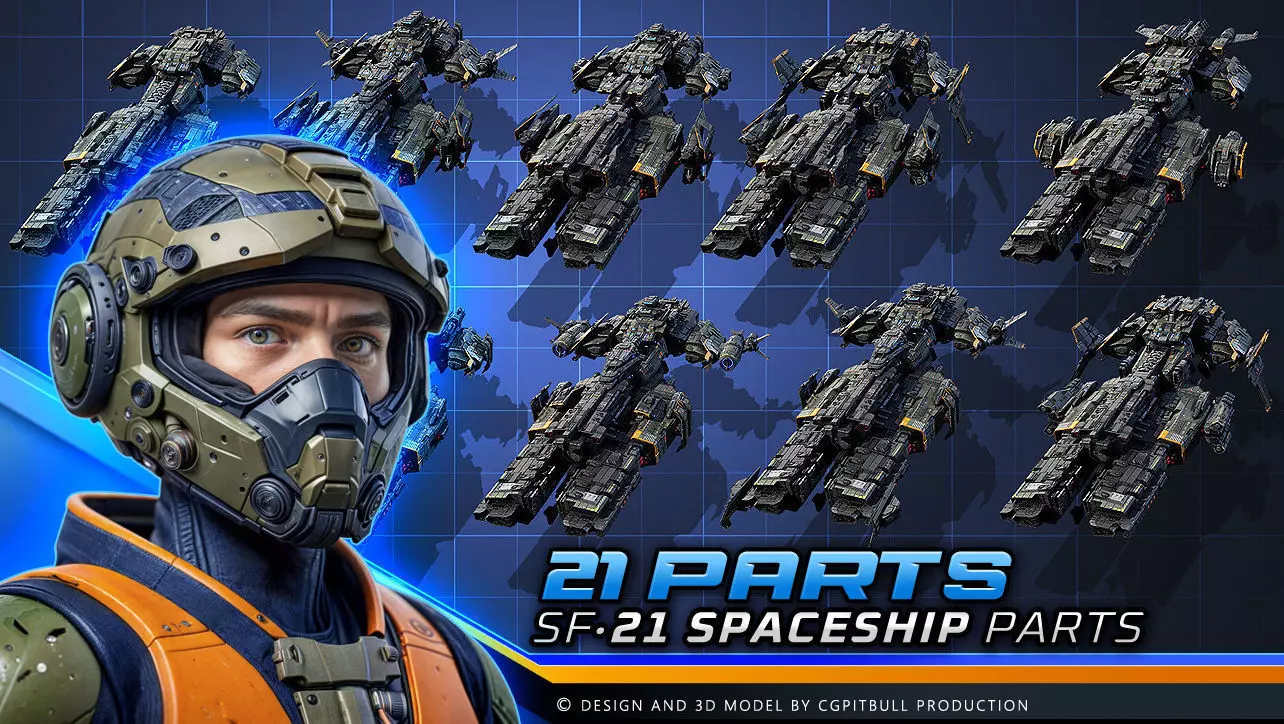 GSX - Spaceship Wreck Parts Low-poly 3D model_0