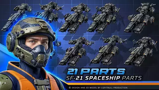GSX - Spaceship Wreck Parts Low-poly 3D model