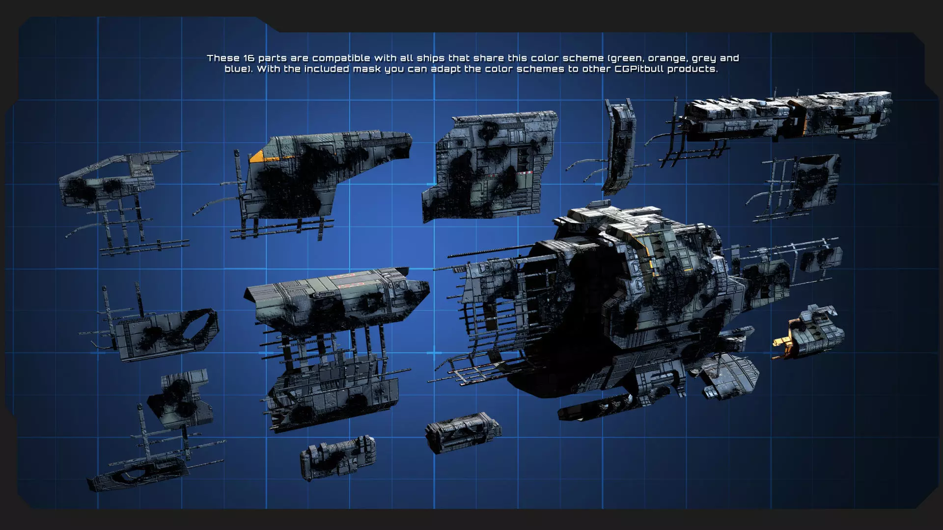 GSX - Spaceship Wreck Parts Low-poly 3D model_4