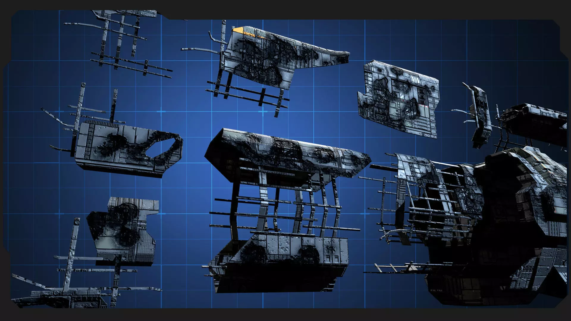 GSX - Spaceship Wreck Parts Low-poly 3D model_8