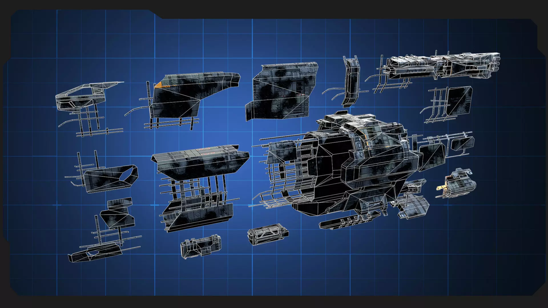 GSX - Spaceship Wreck Parts Low-poly 3D model_11