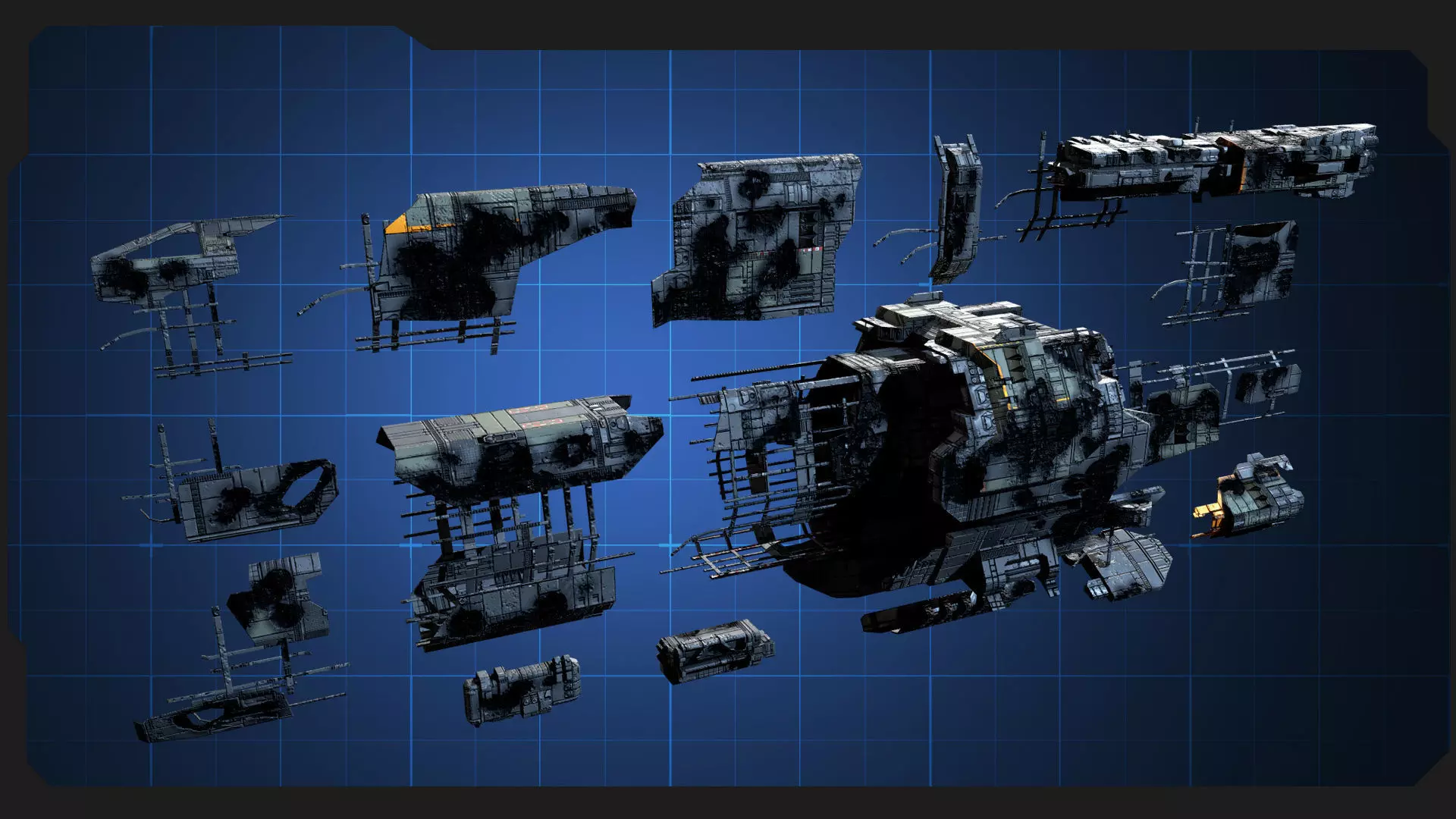 GSX - Spaceship Wreck Parts Low-poly 3D model_3