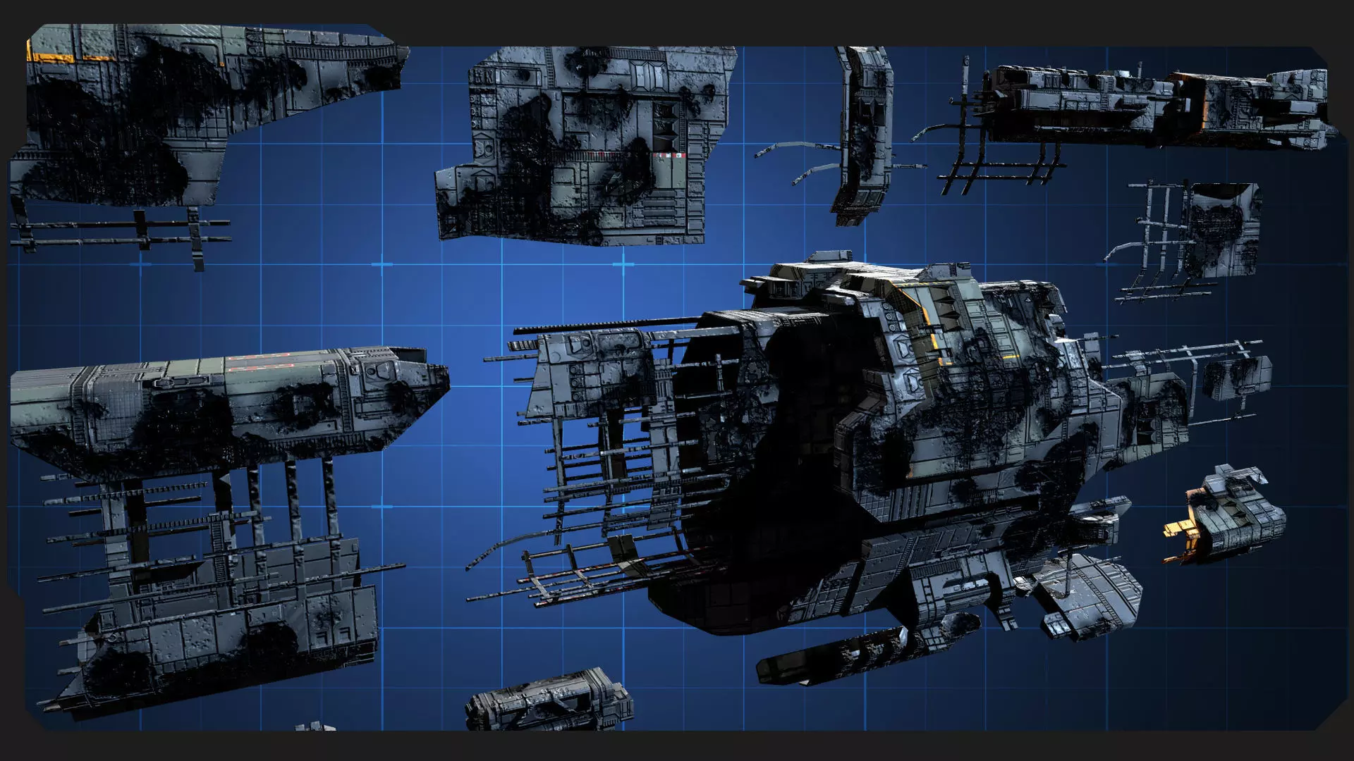 GSX - Spaceship Wreck Parts Low-poly 3D model_5