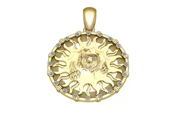 Roaring Bear Sunburst Pendant
