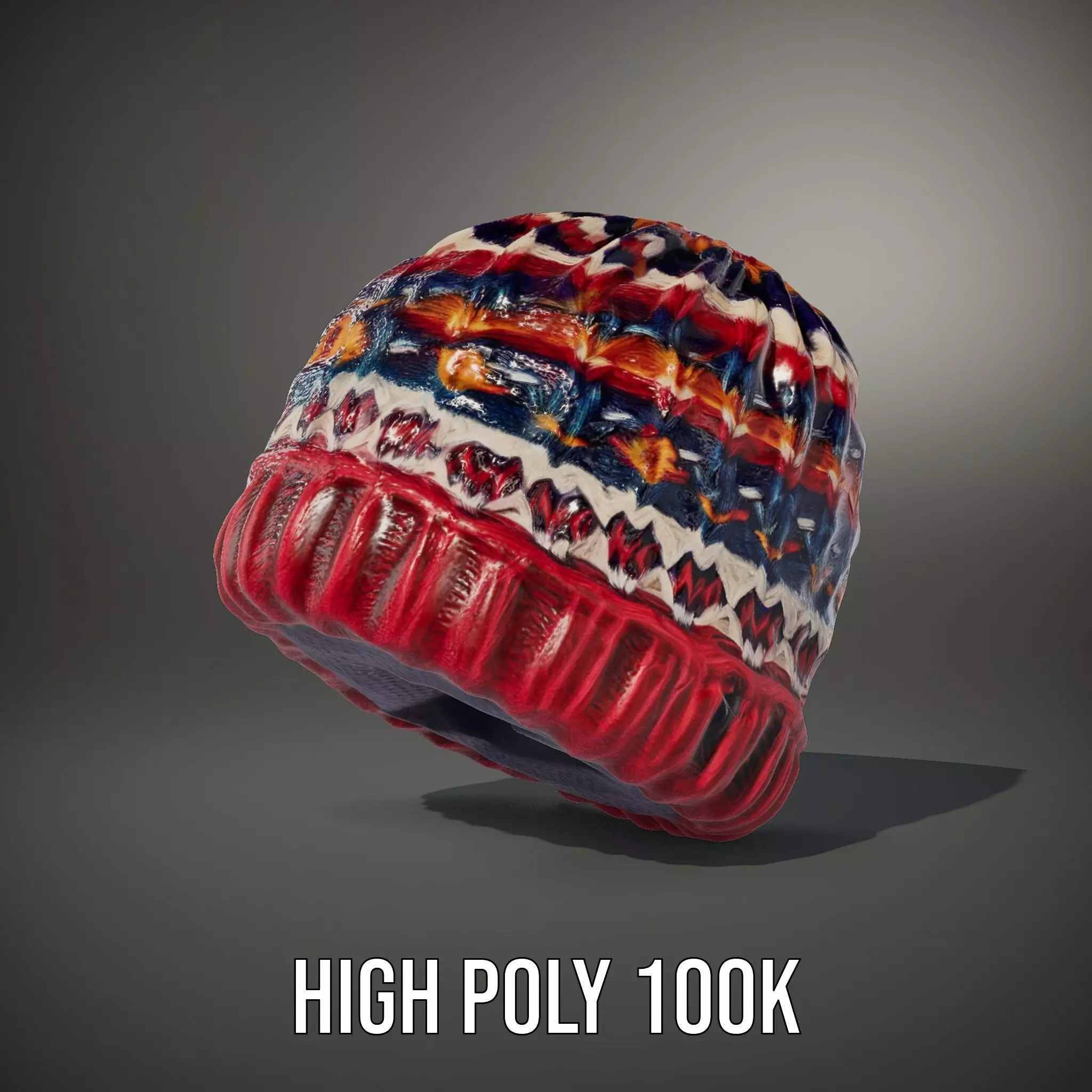 Colorful Knitted Beanie model pack Low-poly 3D model_8