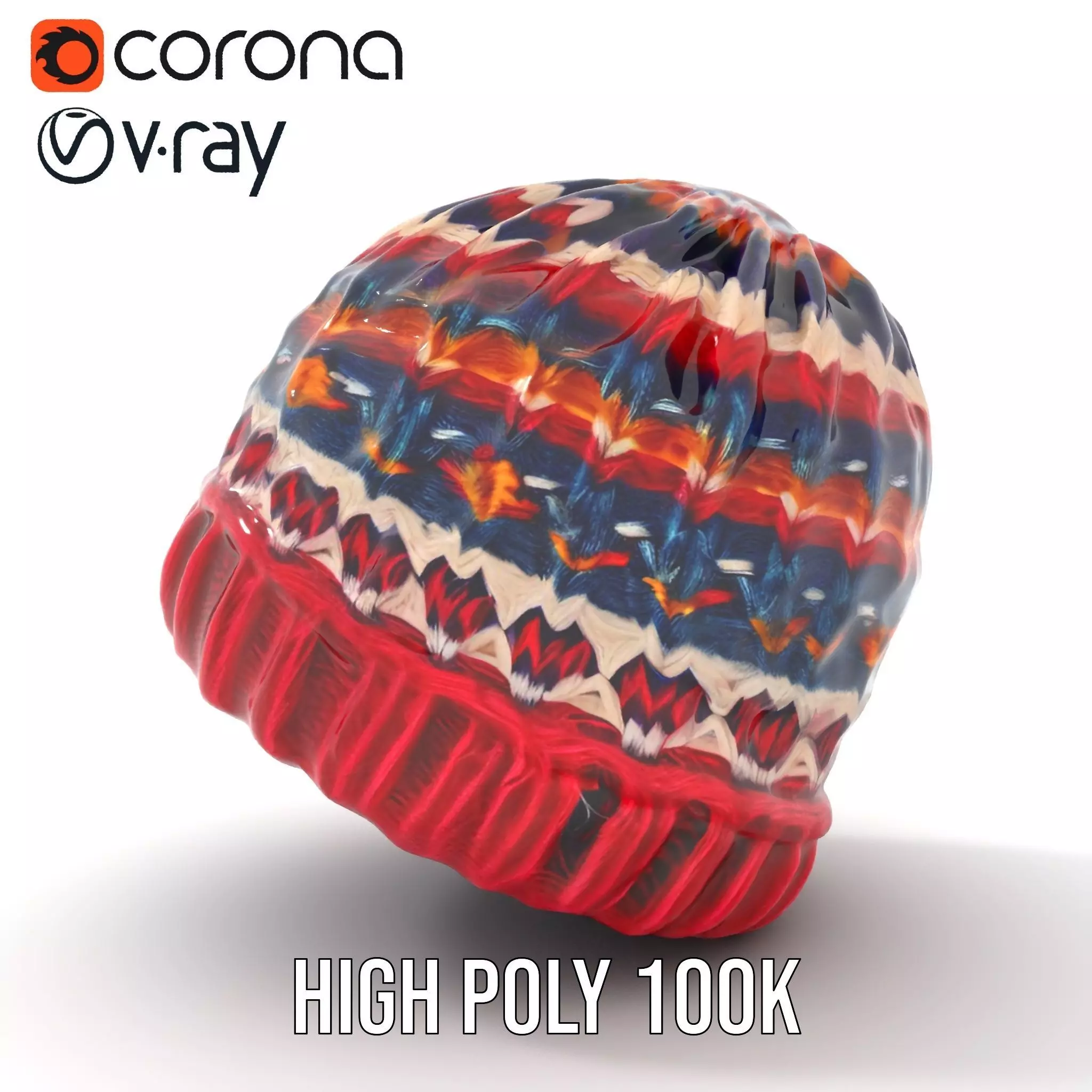 Colorful Knitted Beanie model pack Low-poly 3D model_18