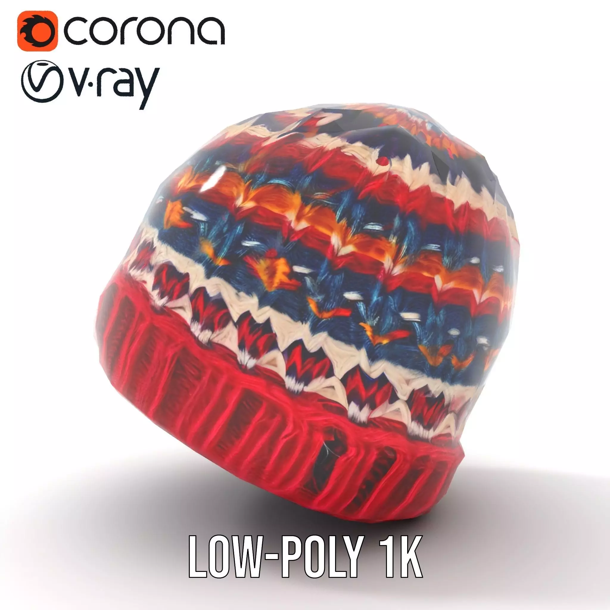 Colorful Knitted Beanie model pack Low-poly 3D model_20