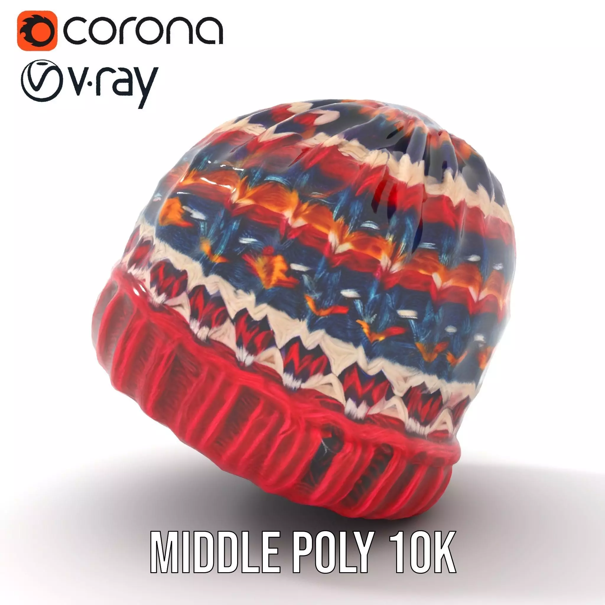 Colorful Knitted Beanie model pack Low-poly 3D model_5