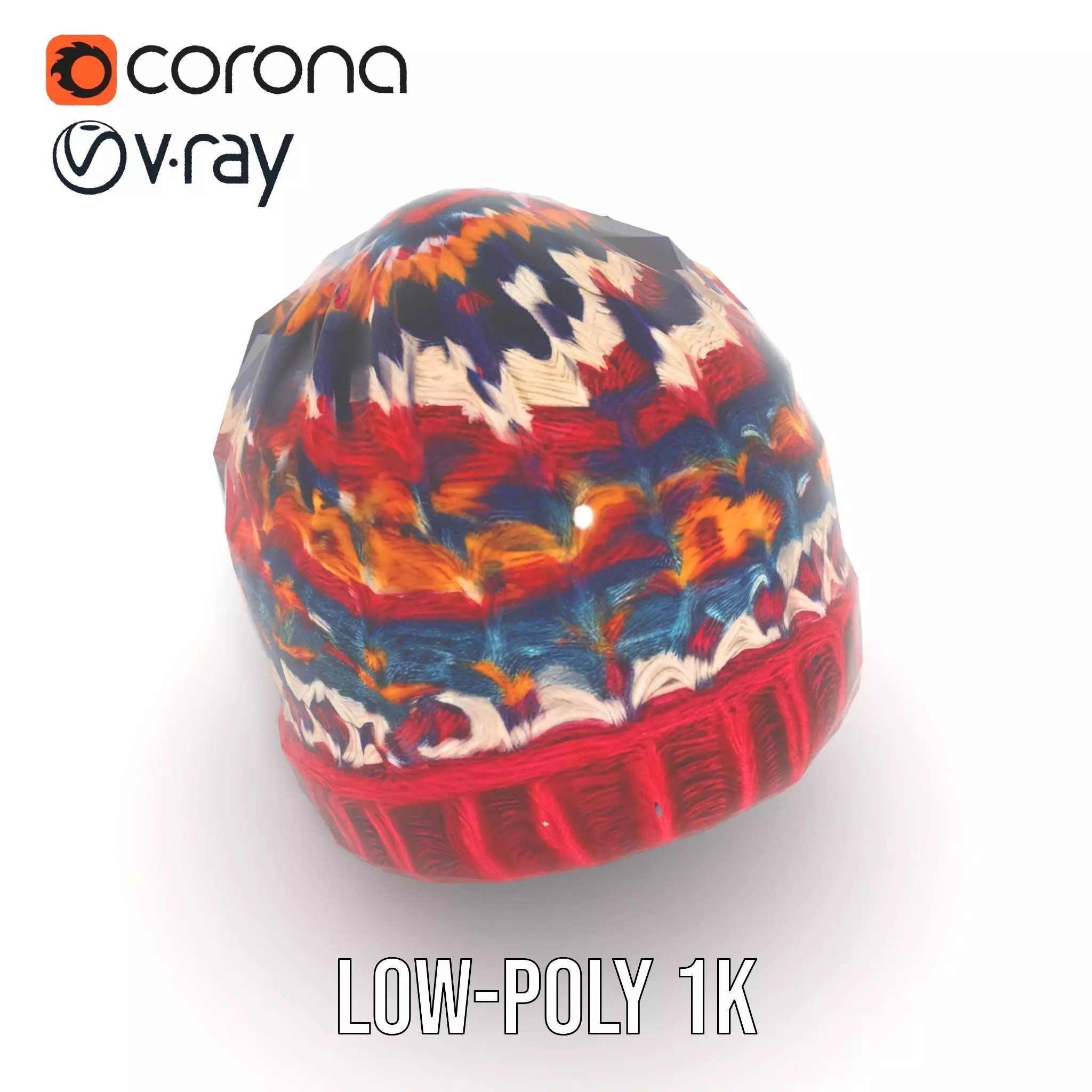 Colorful Knitted Beanie model pack Low-poly 3D model_9