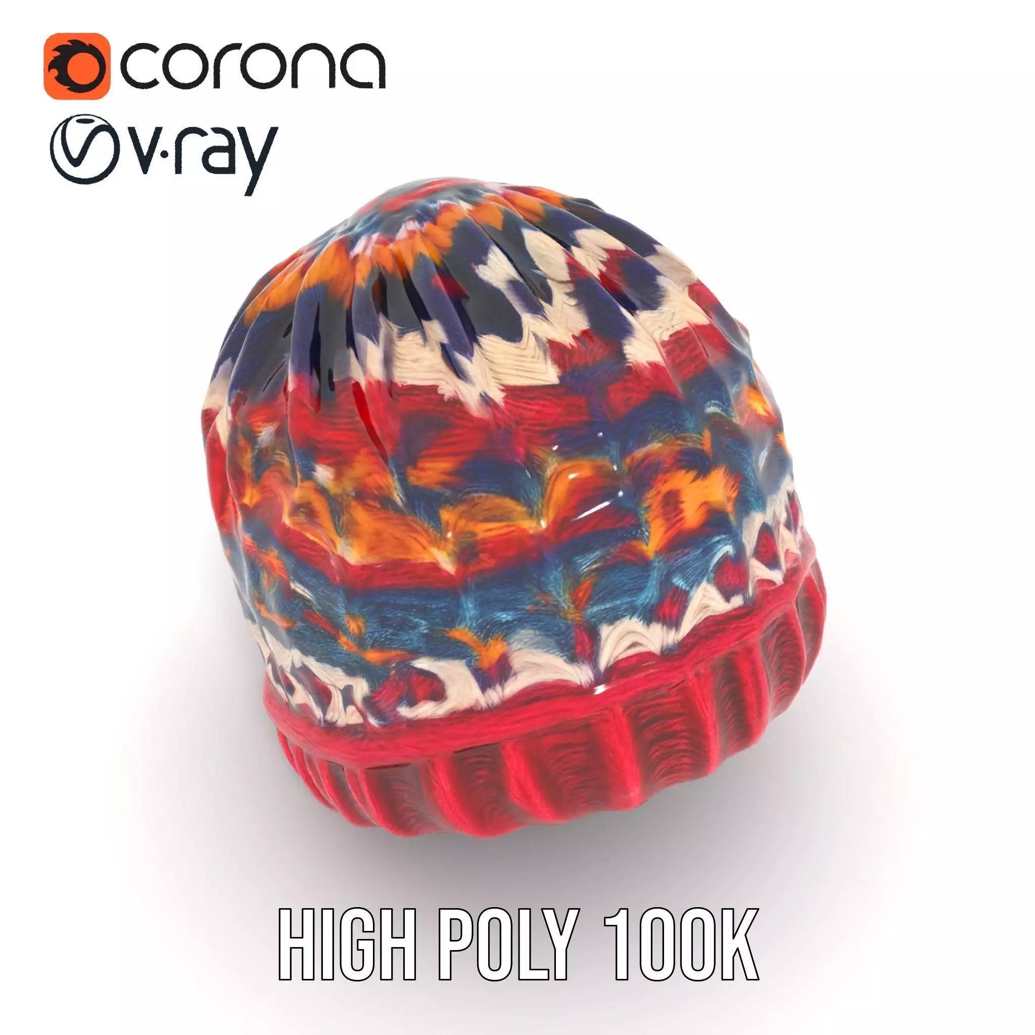 Colorful Knitted Beanie model pack Low-poly 3D model_26