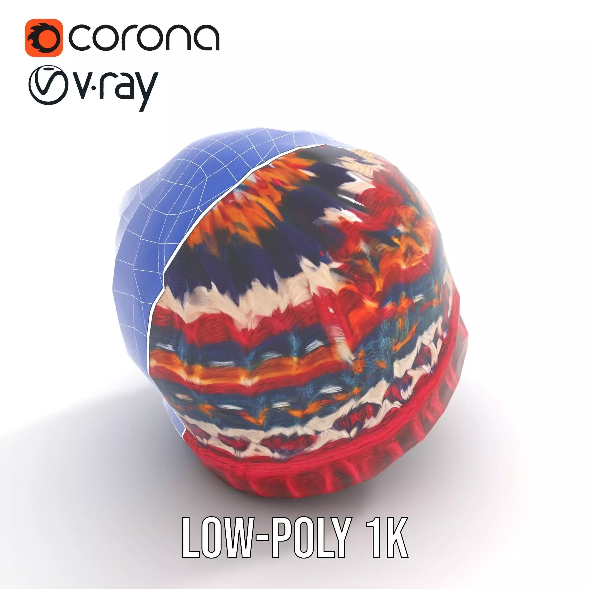 Colorful Knitted Beanie model pack Low-poly 3D model_12