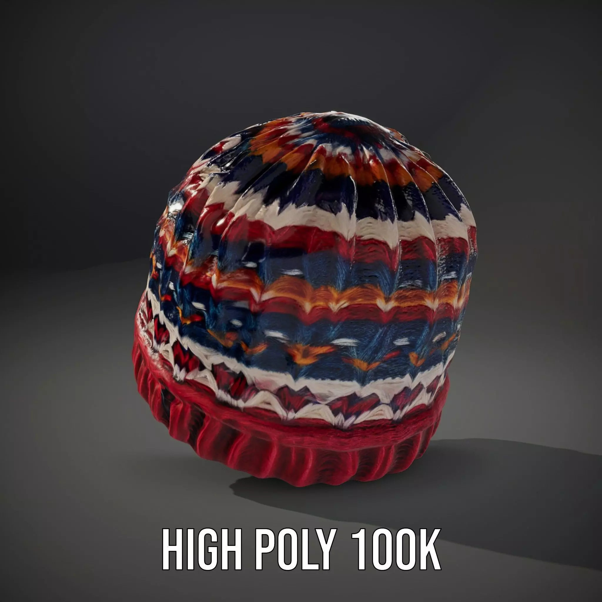 Colorful Knitted Beanie model pack Low-poly 3D model_10