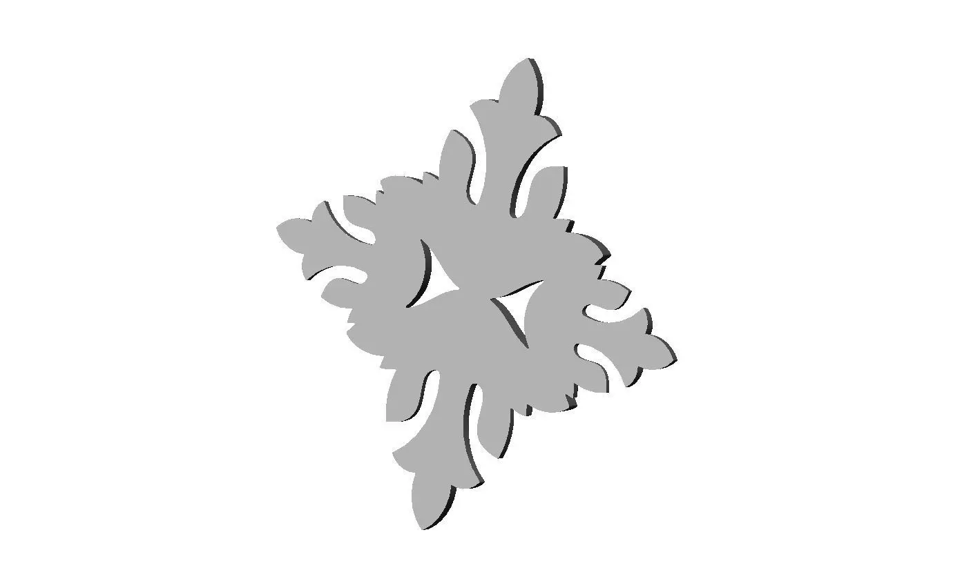 Floral cross rosette applique carving molding relief onlay 3D print model_7