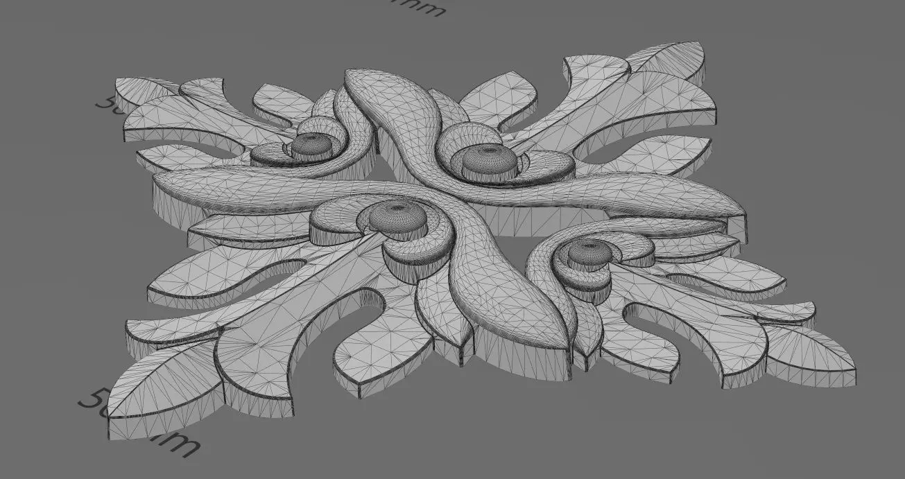 Floral cross rosette applique carving molding relief onlay 3D print model_15