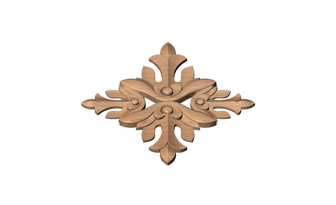 Floral cross rosette applique carving molding relief onlay 3D print model_11