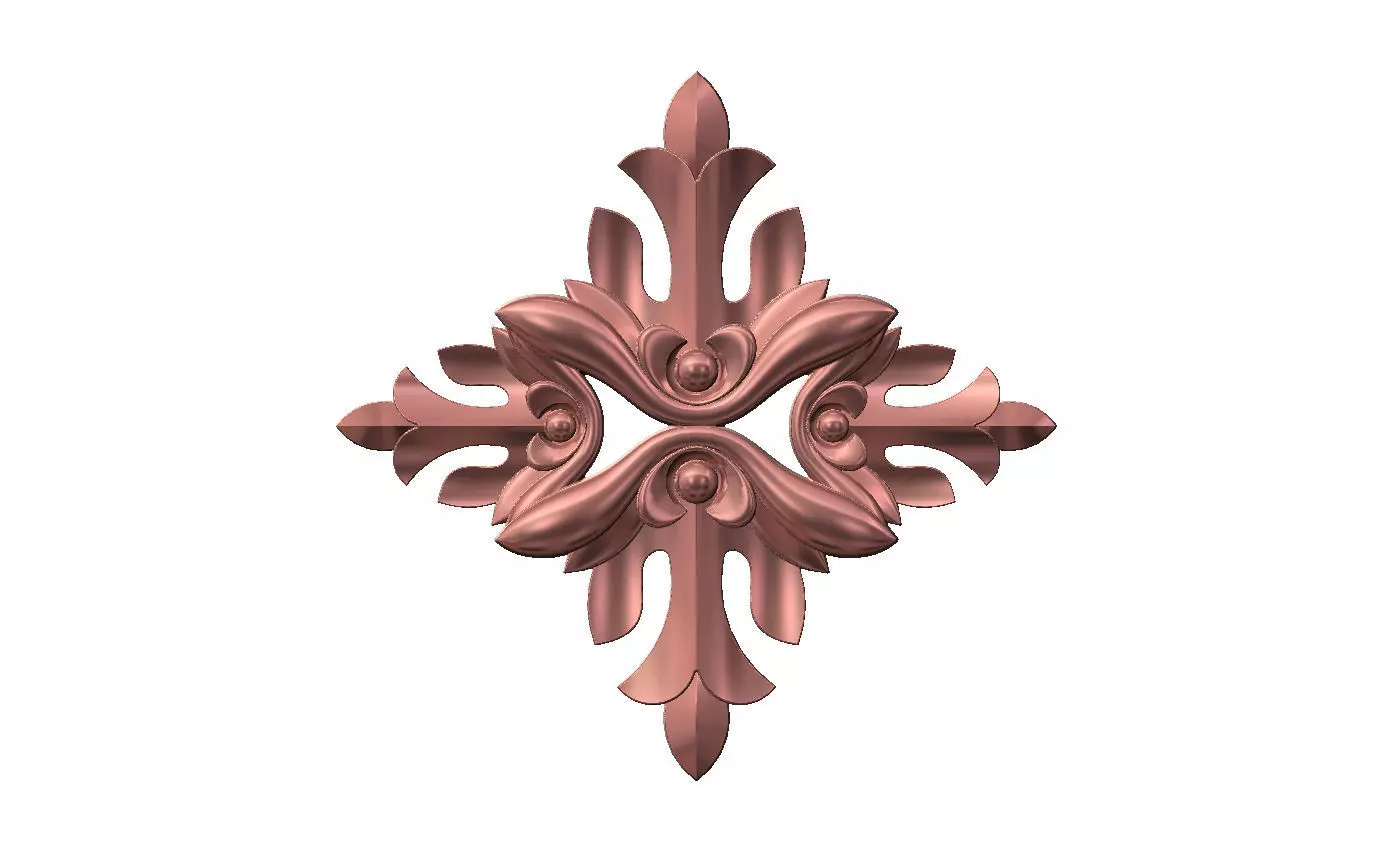 Floral cross rosette applique carving molding relief onlay 3D print model_13