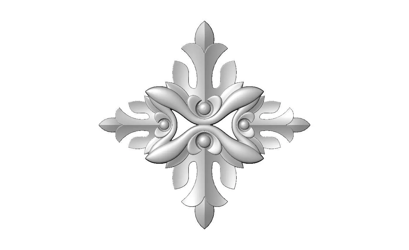 Floral cross rosette applique carving molding relief onlay 3D print model_0