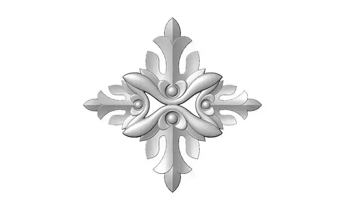 Floral cross rosette applique carving molding relief onlay 3D print model