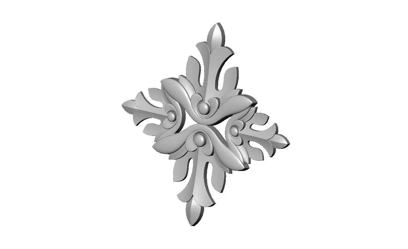 Floral cross rosette applique carving molding relief onlay 3D print model_1