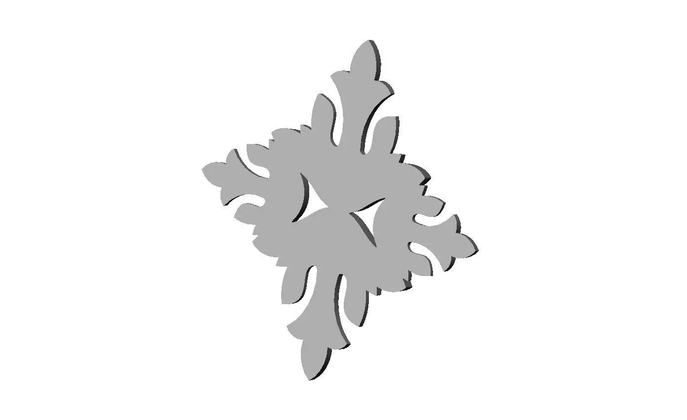 Floral cross rosette applique carving molding relief onlay 3D print model_4