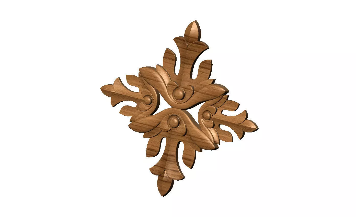 Floral cross rosette applique carving molding relief onlay 3D print model_9