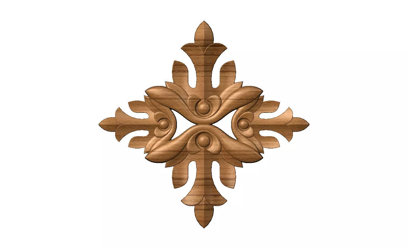 Floral cross rosette applique carving molding relief onlay 3D print model_8
