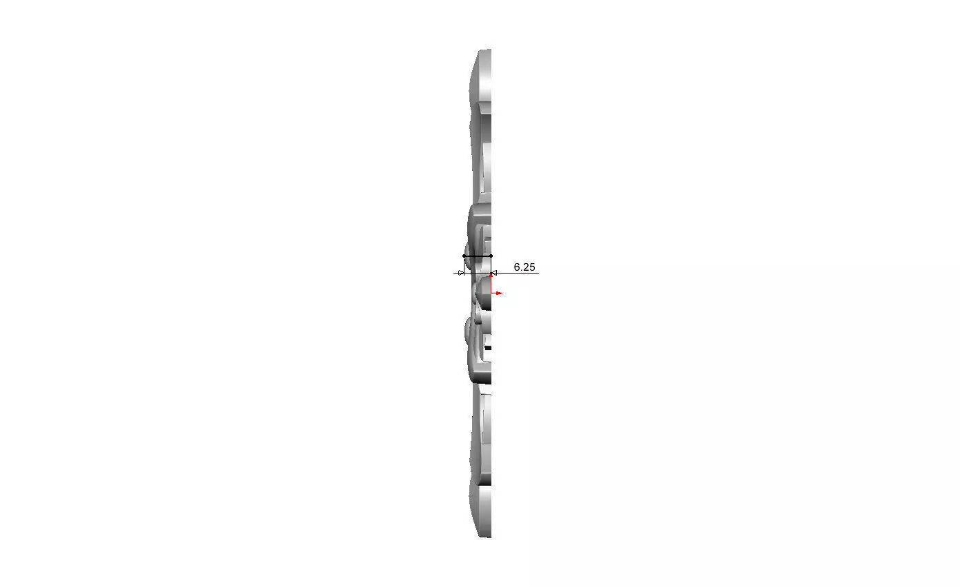 Floral cross rosette applique carving molding relief onlay 3D print model_6