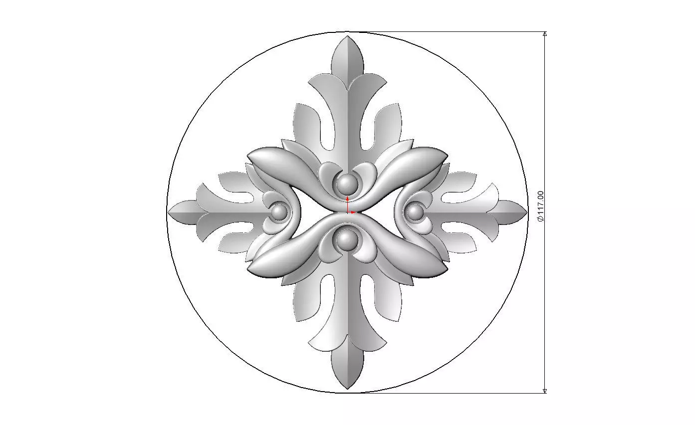 Floral cross rosette applique carving molding relief onlay 3D print model_5