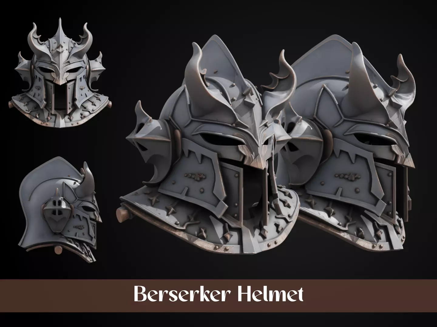 Stylized Orc Helmet - Berserker 3D print model
