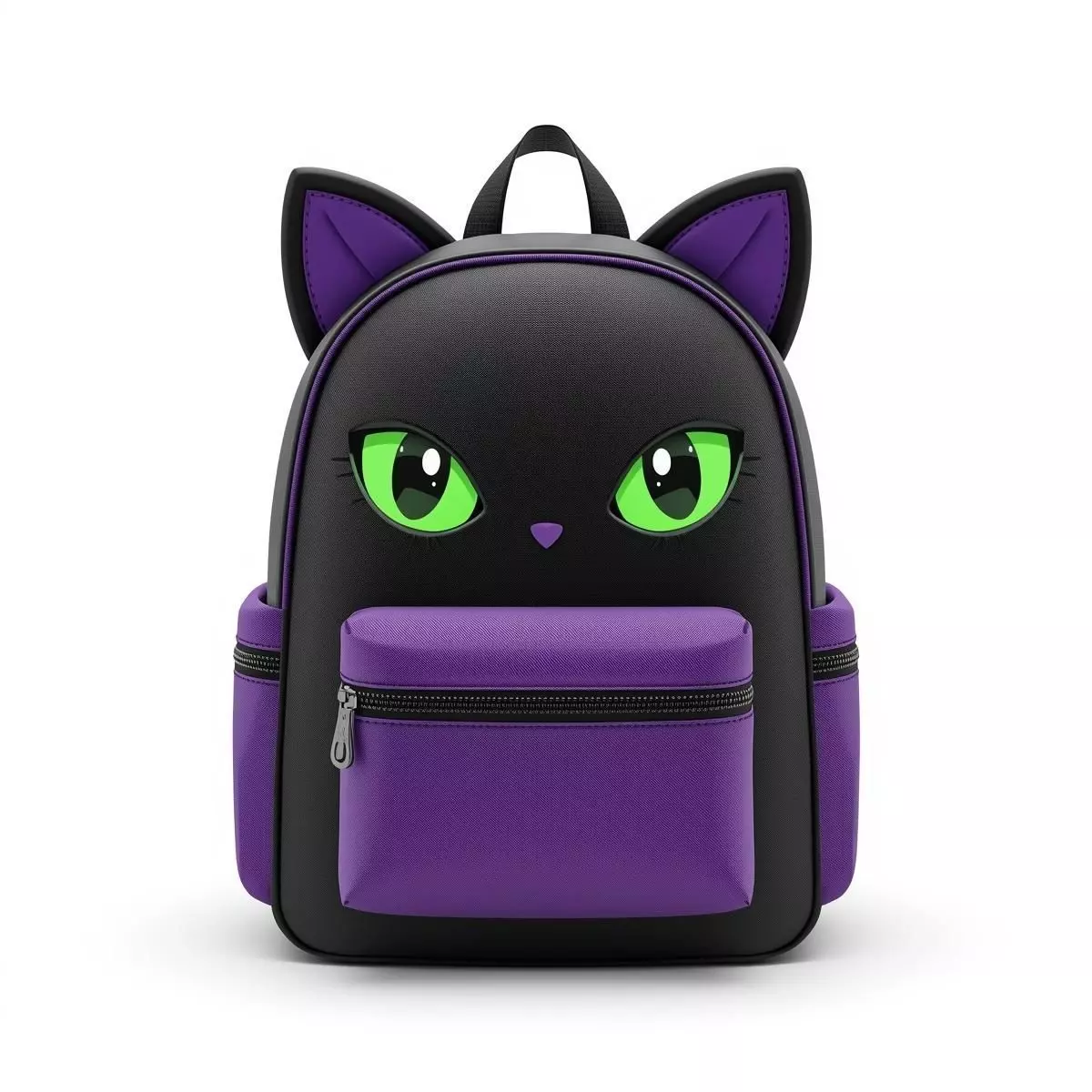 Mystical Black Cat Backpack with Glowing Green Eyes 3D Model Low-poly 3D model_0
