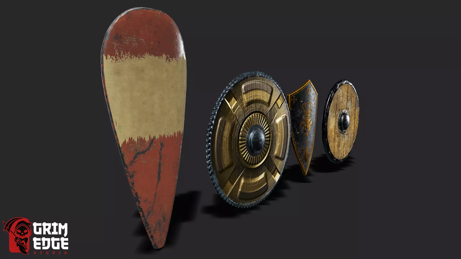 Shield Pack Low-poly 3D model_4