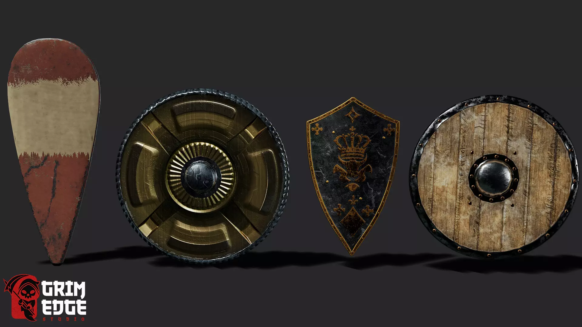 Shield Pack Low-poly 3D model_0