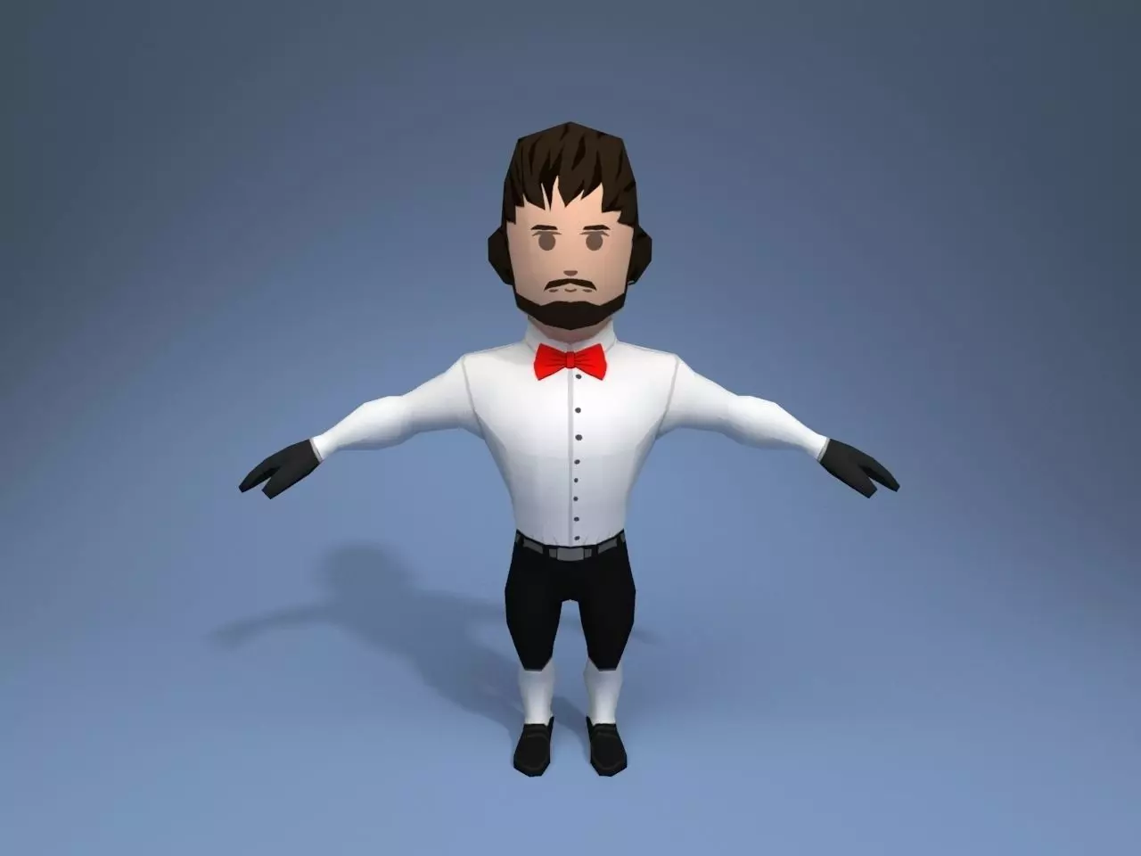 Medieval character gentleman Low-poly 3D model_0