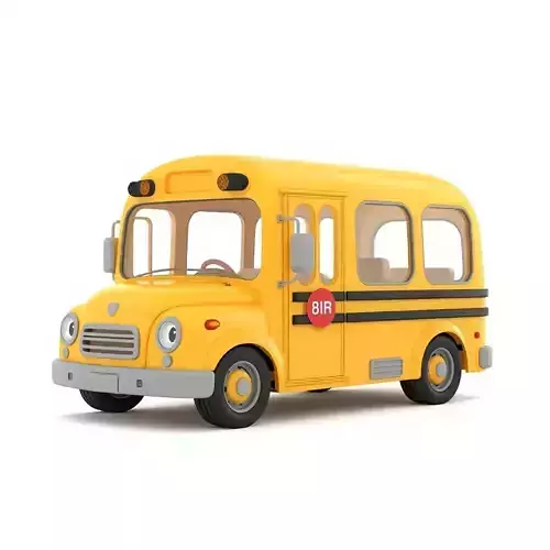 Cute Cartoon School Bus 3D Model