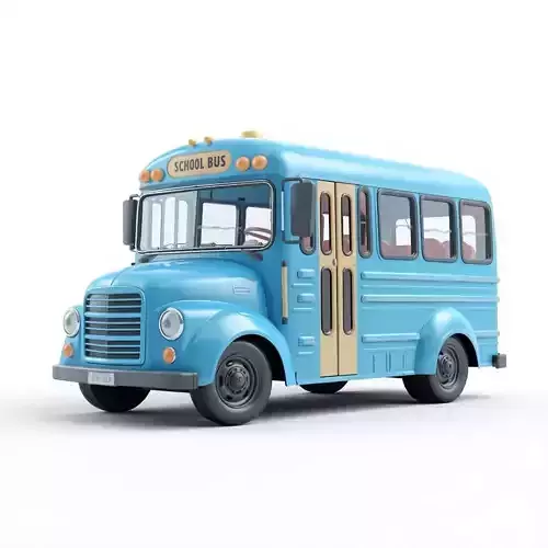Stylized Blue School Bus 3D Model