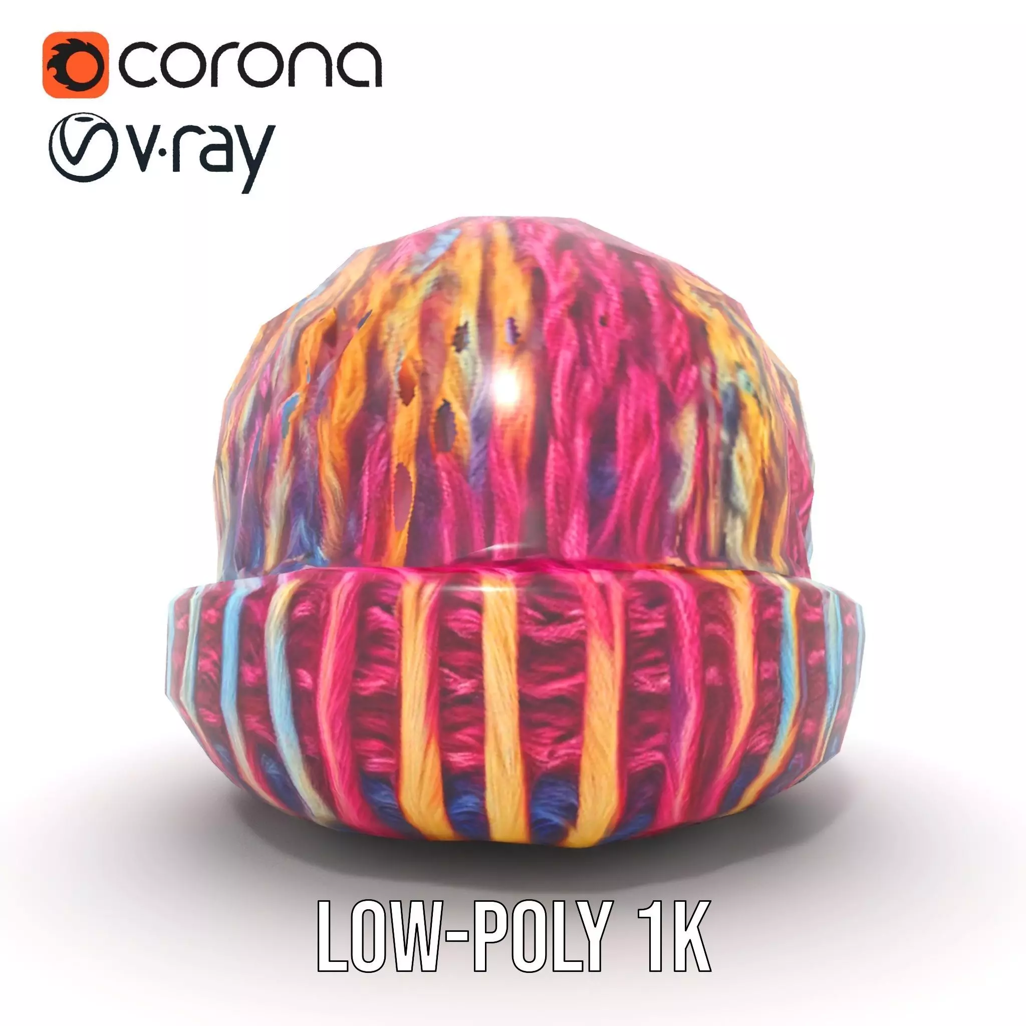 Rainbow Knit Beanie model pack Low-poly 3D model_17