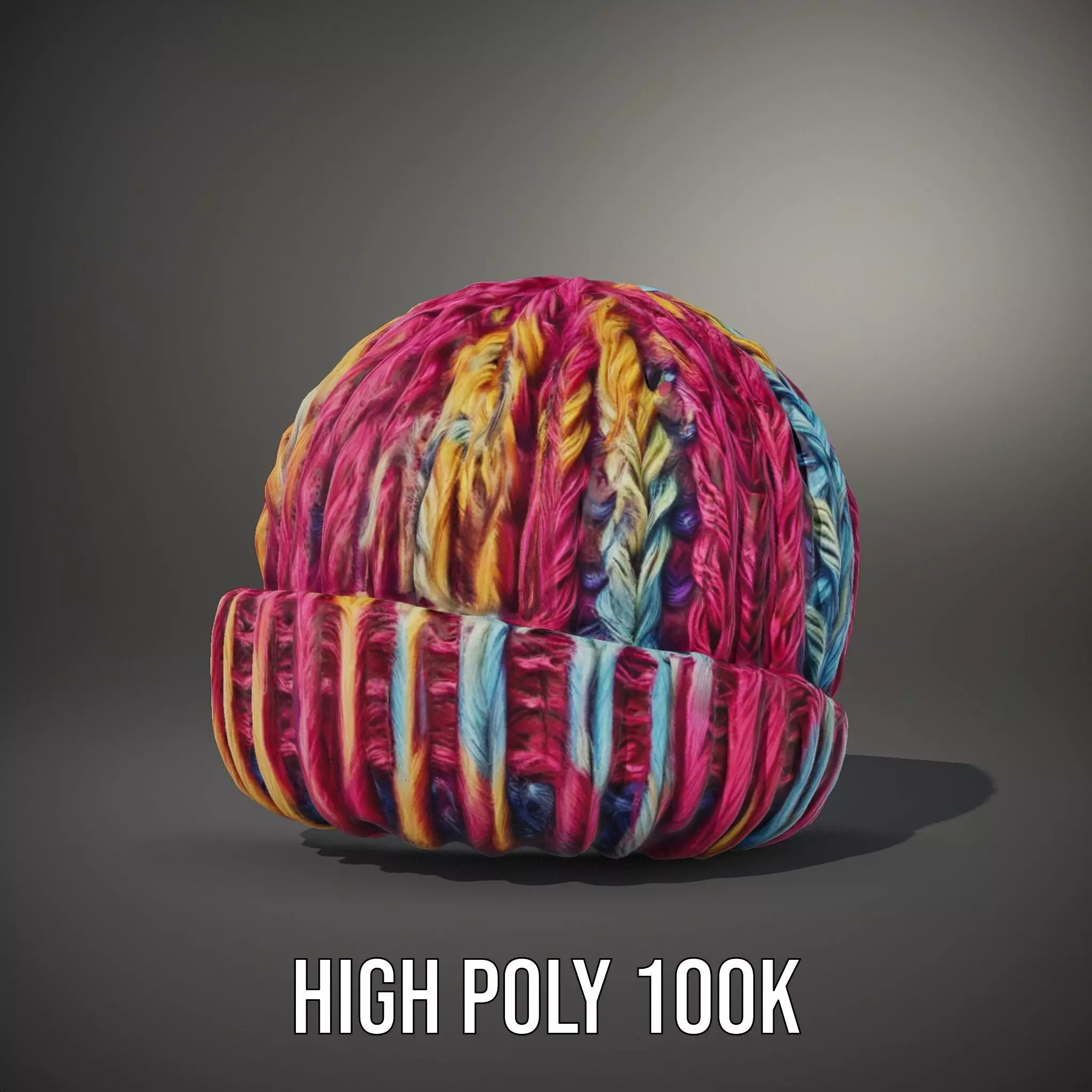 Rainbow Knit Beanie model pack Low-poly 3D model_10
