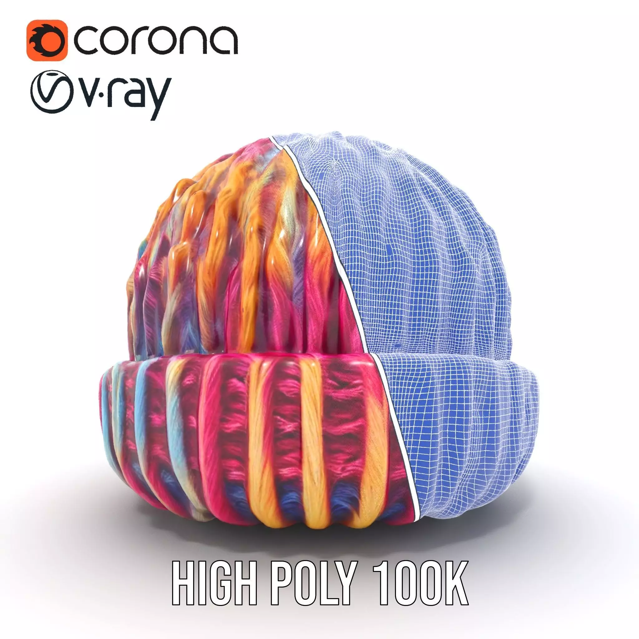 Rainbow Knit Beanie model pack Low-poly 3D model_32