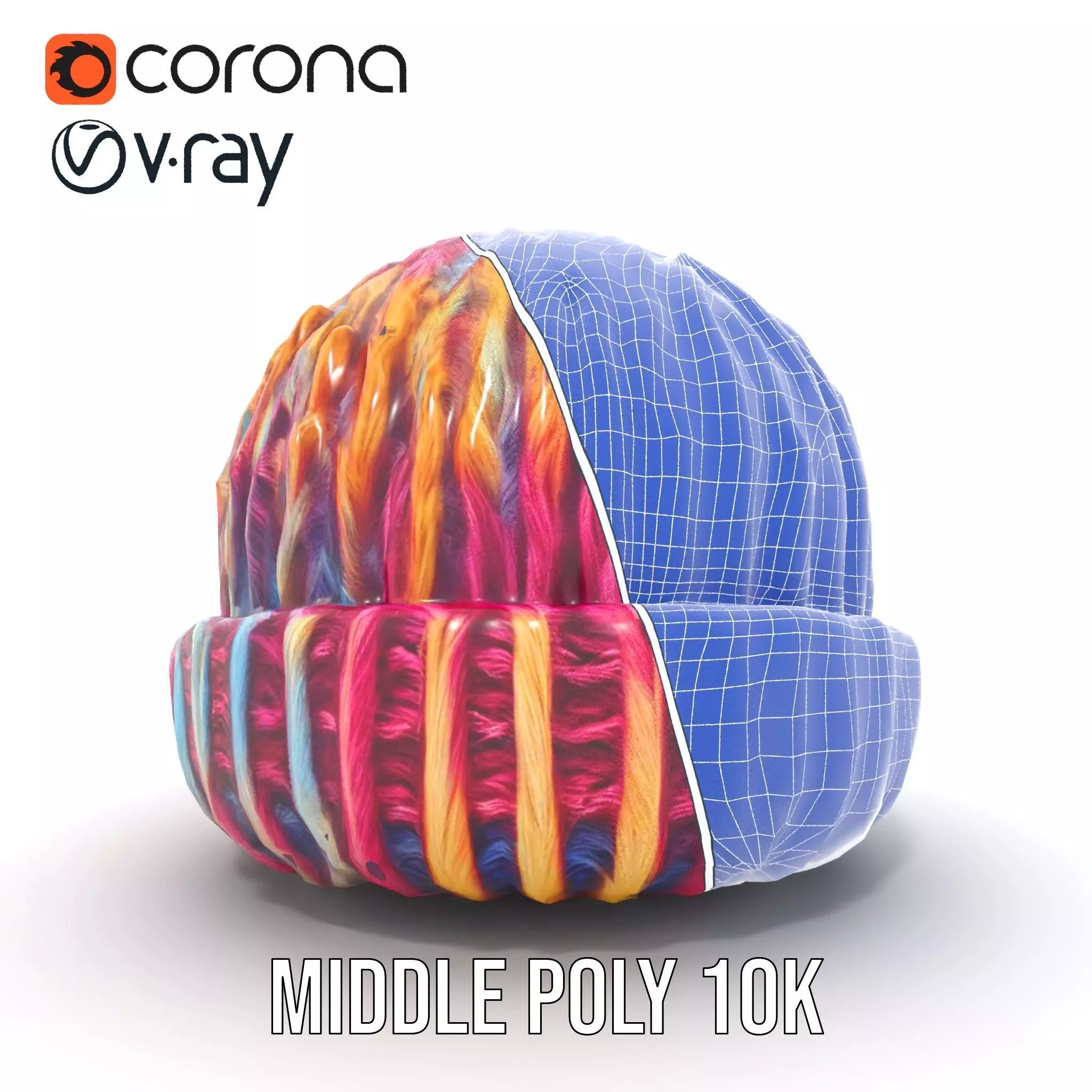 Rainbow Knit Beanie model pack Low-poly 3D model_30