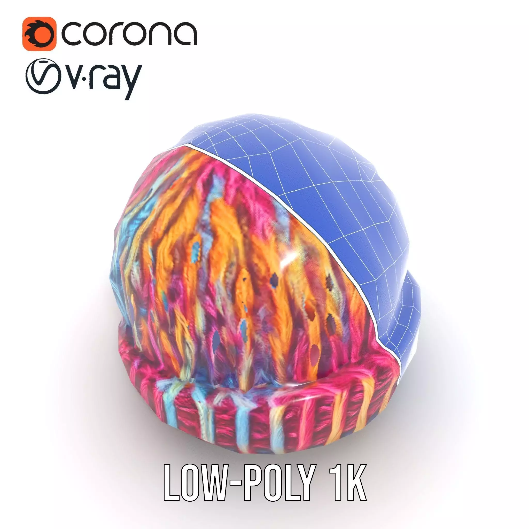 Rainbow Knit Beanie model pack Low-poly 3D model_31