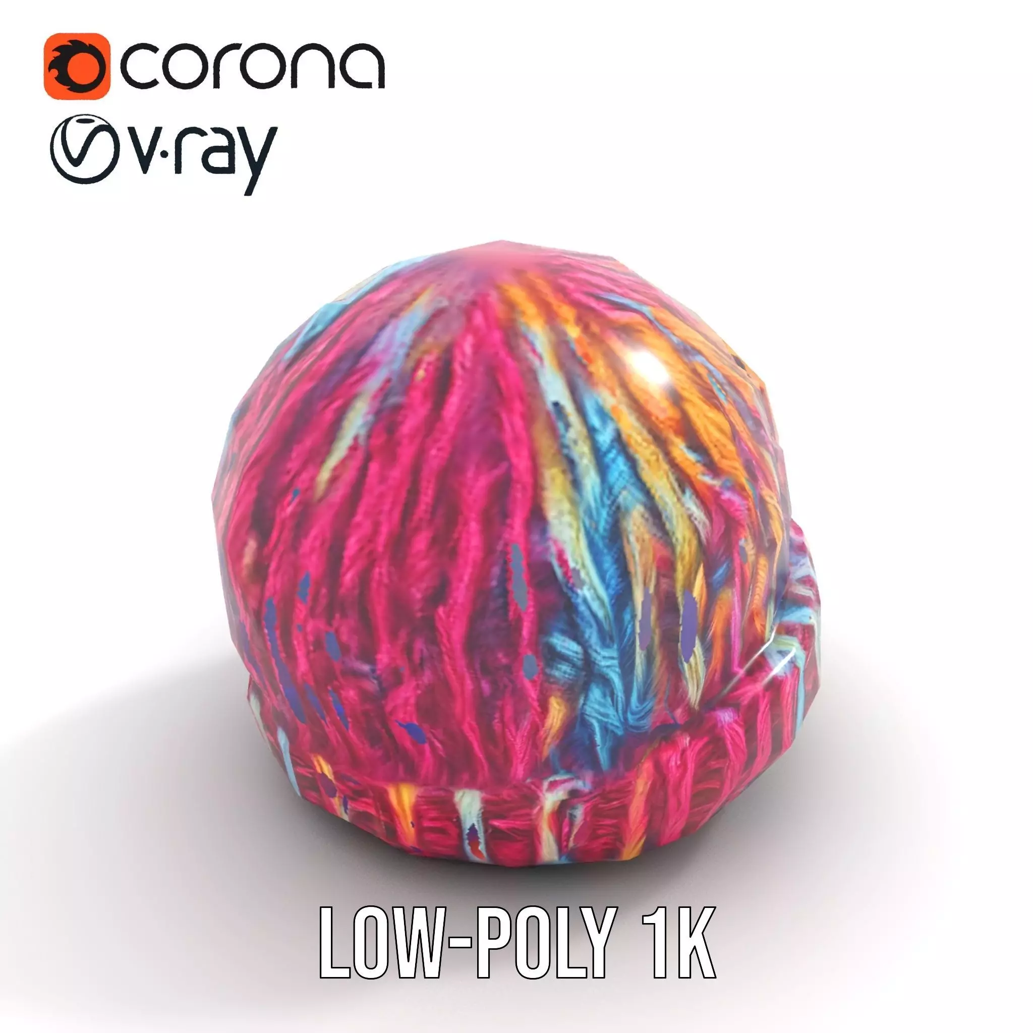 Rainbow Knit Beanie model pack Low-poly 3D model_12