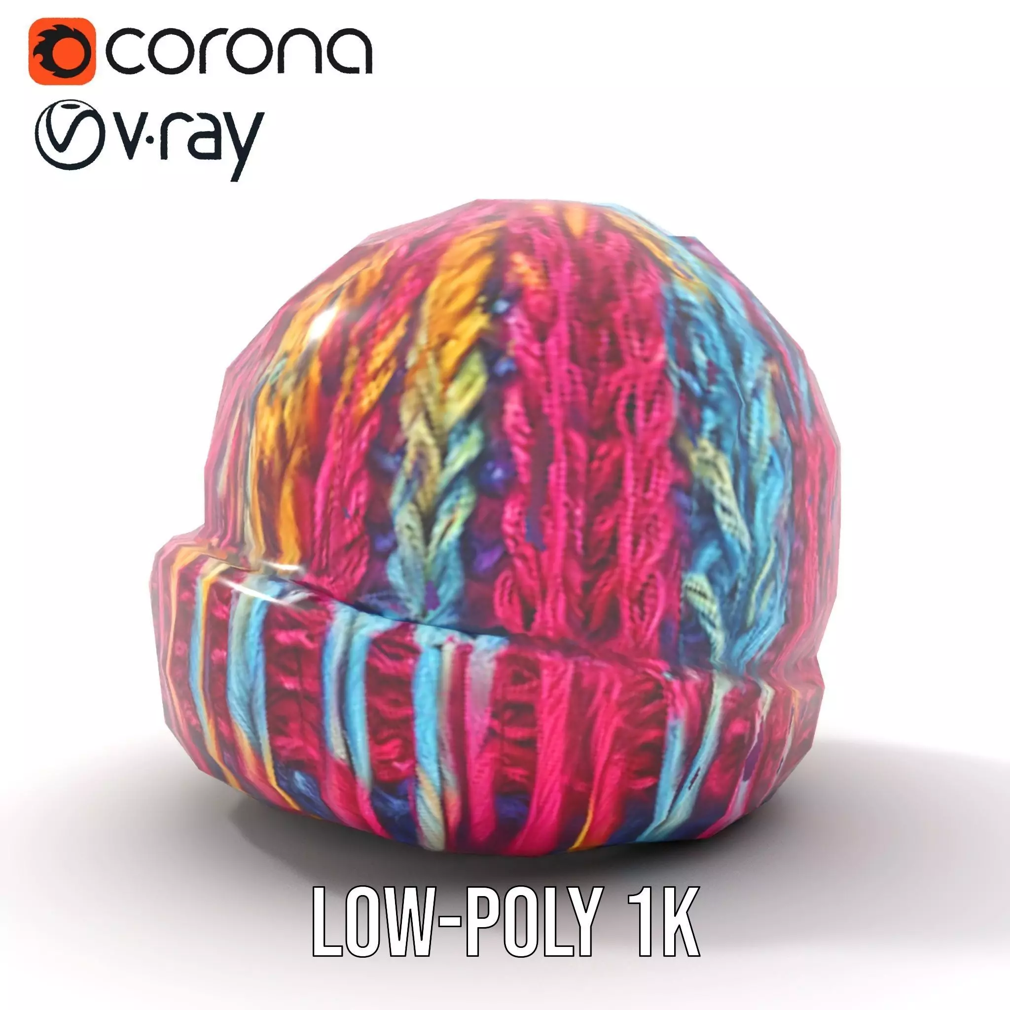 Rainbow Knit Beanie model pack Low-poly 3D model_20