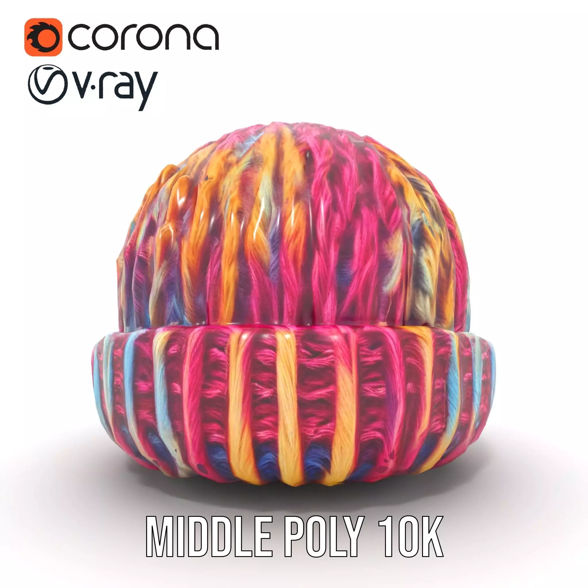 Rainbow Knit Beanie model pack Low-poly 3D model_11