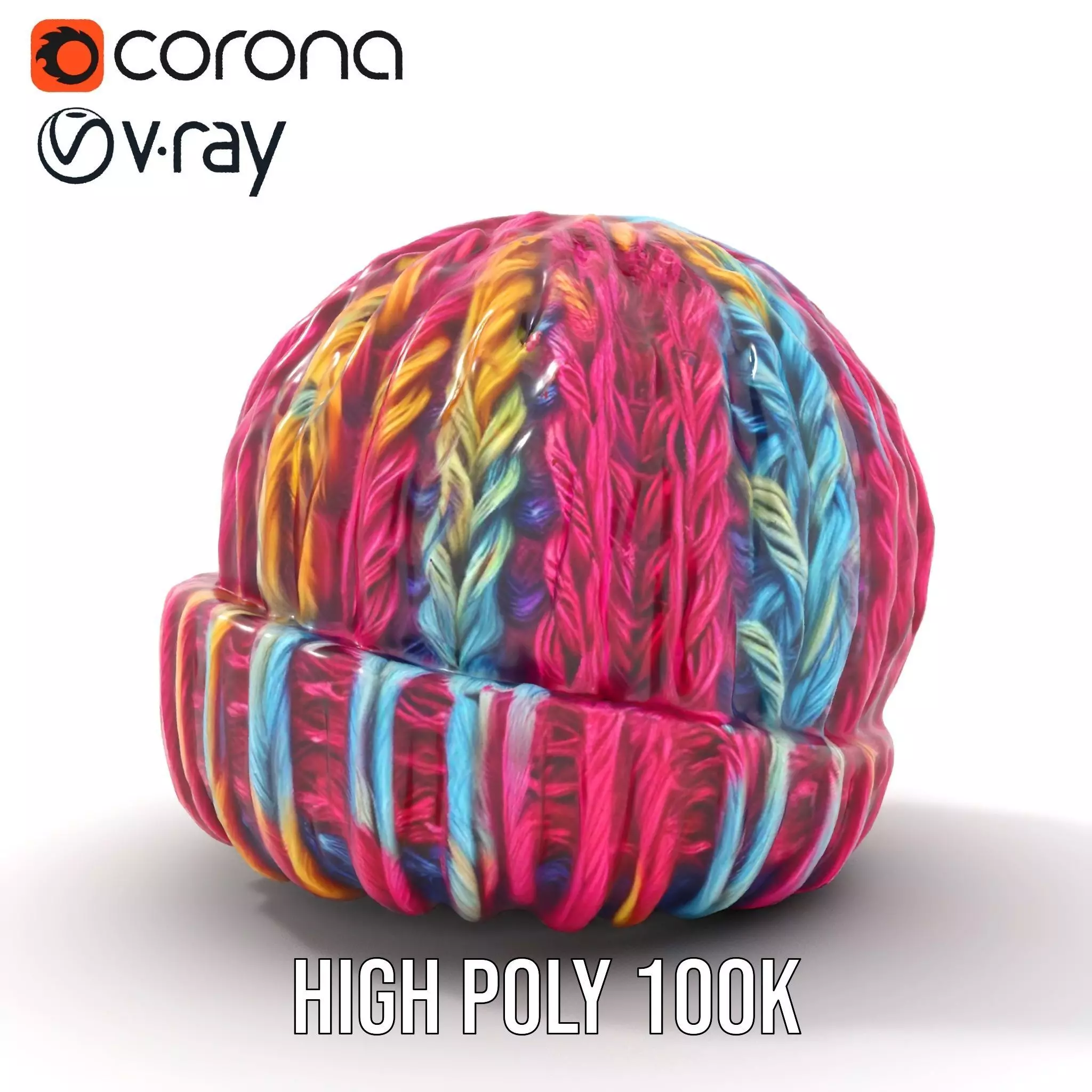 Rainbow Knit Beanie model pack Low-poly 3D model_15